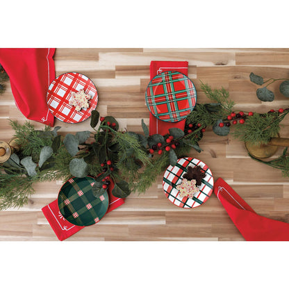 Holiday Plaid Appetizer Christmas Plates