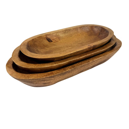 Organic Mango Wood Oval Bowl