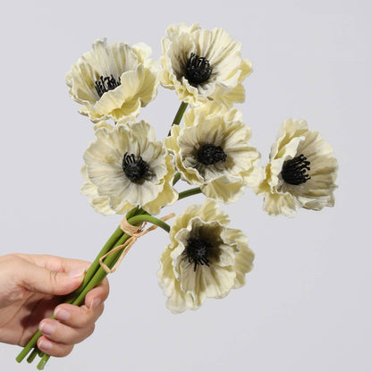 12''T PU Real Touch Poppy Bunch, Fall Color Poppy Flowers