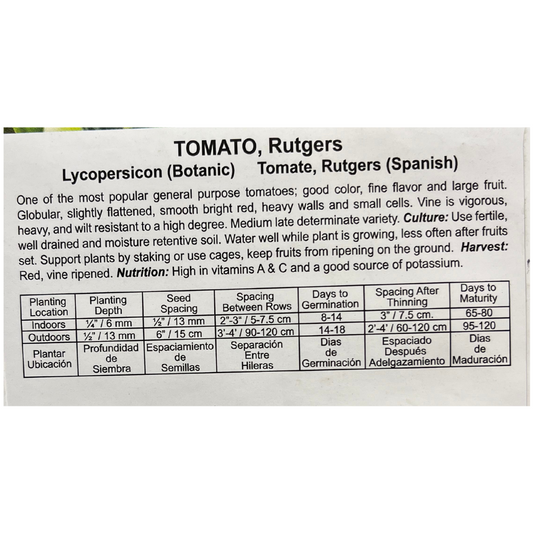Tomato, Rutgers Seeds