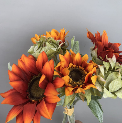 16''T Silk Sunflower Bouquet, Fall Color Sunflower