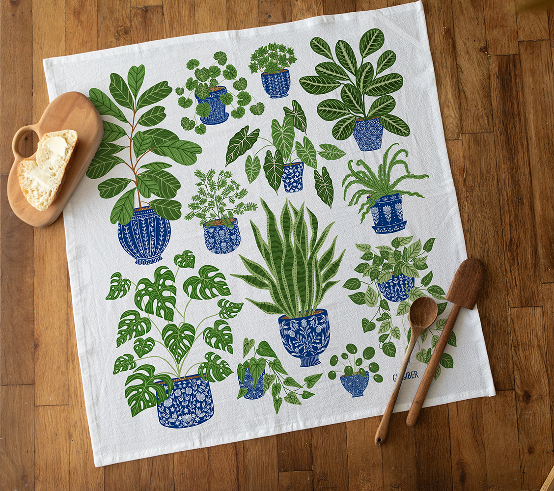Houseplant Tea Towel - Botanical Kitchen Decor