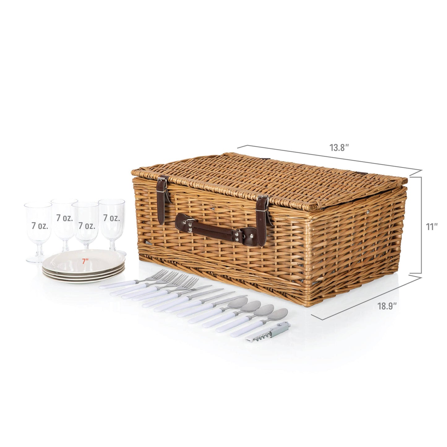 Belmont Picnic Basket, (Navy Blue & White Stripe)