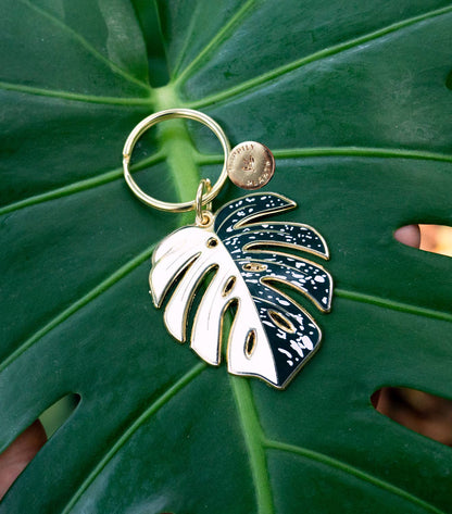 Monstera Albo Keychain & Bag Charm, Plant Lover Gift