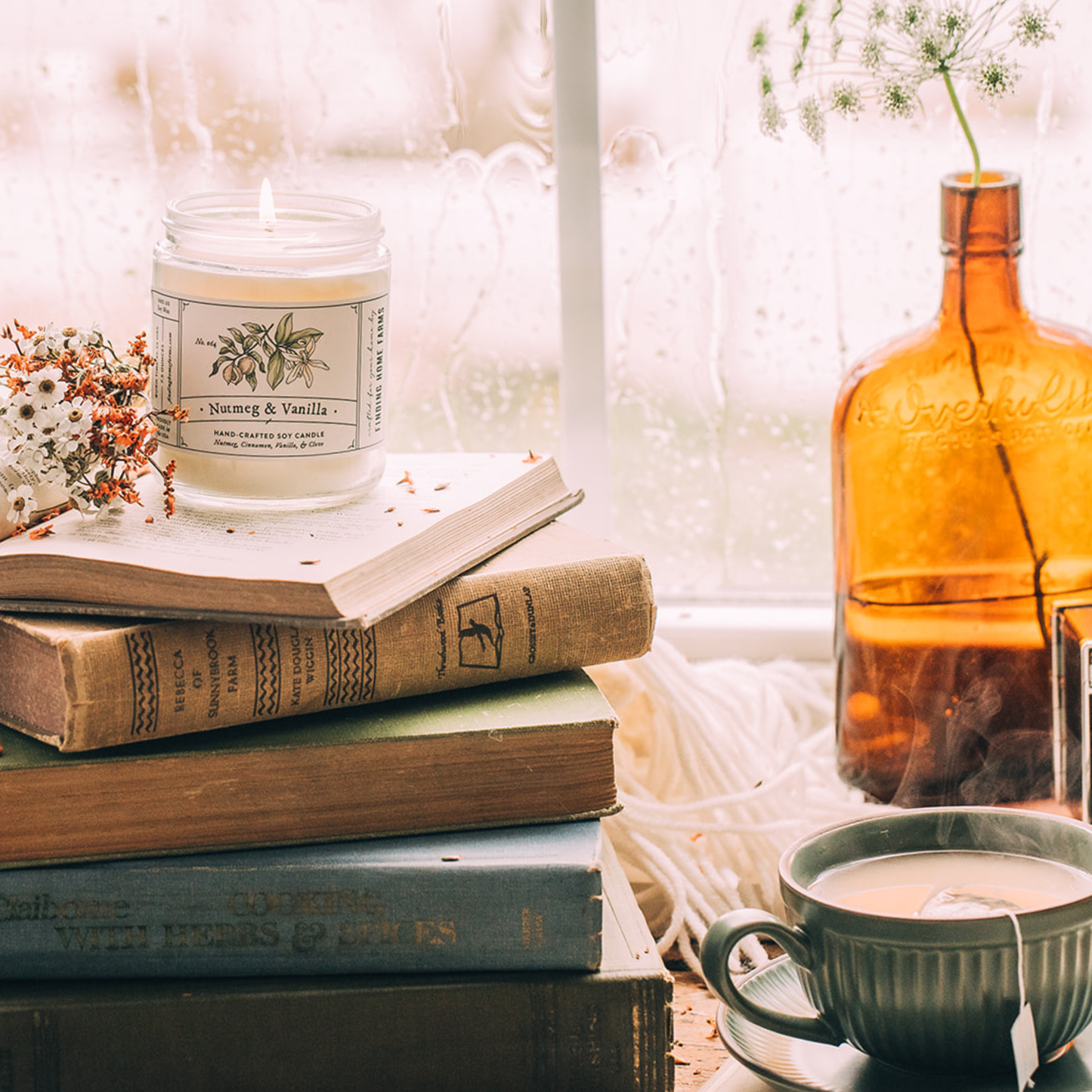 Soy Candle, Nutmeg & Vanilla, Warm Fall Scent