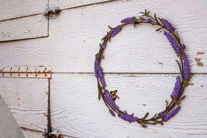 Lavender & Bee Wreath -Painted