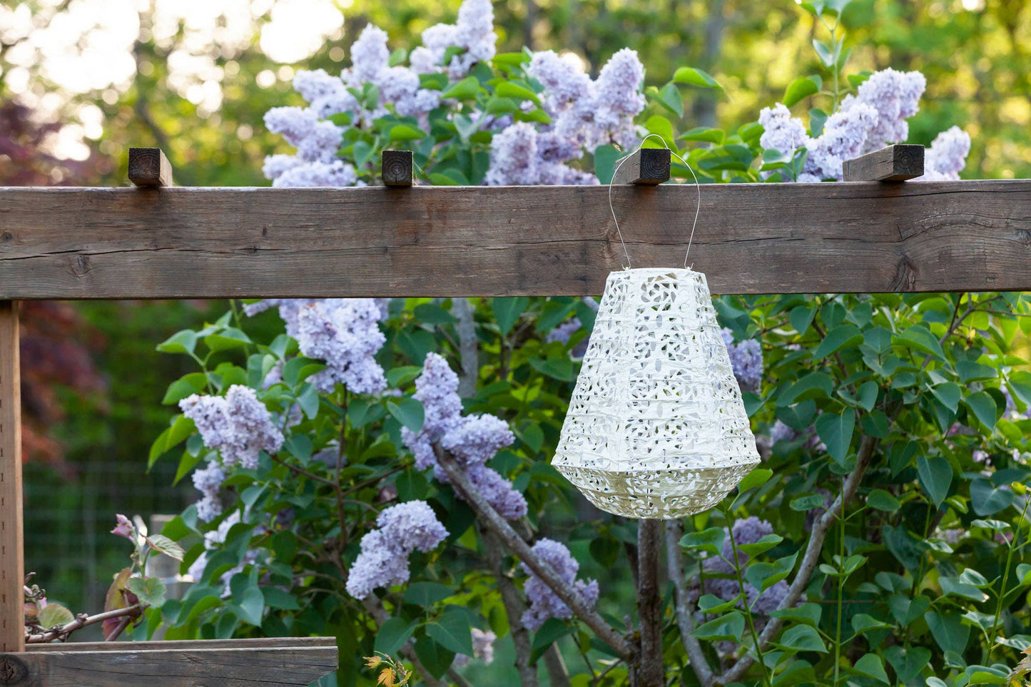 Stella Prism 11" Solar Lantern - Pearl