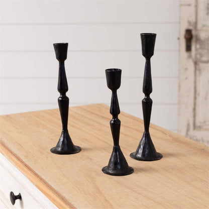 Cast Iron Taper Candle Holder (Set Of 03)