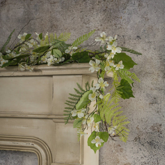 5' WHITE DOGWOOD & FERN GARLAND
