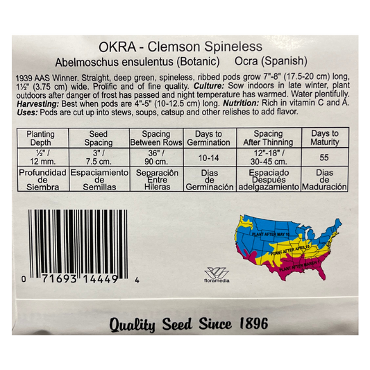 Okra - Clemson Spineless Seeds