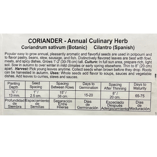 Coriander - Cilantro Herb Seeds
