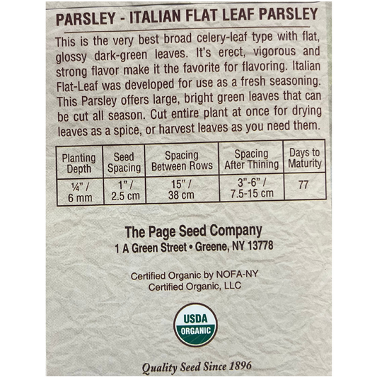 Organic Italian Parsley - Herb Seeds