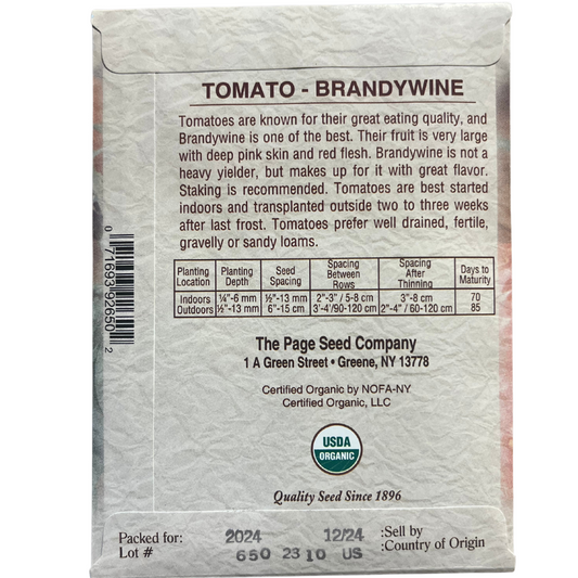 Organic Tomato - Brandywine Seeds