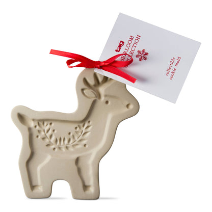 Reindeer Cookie Mold Natural Stoneware