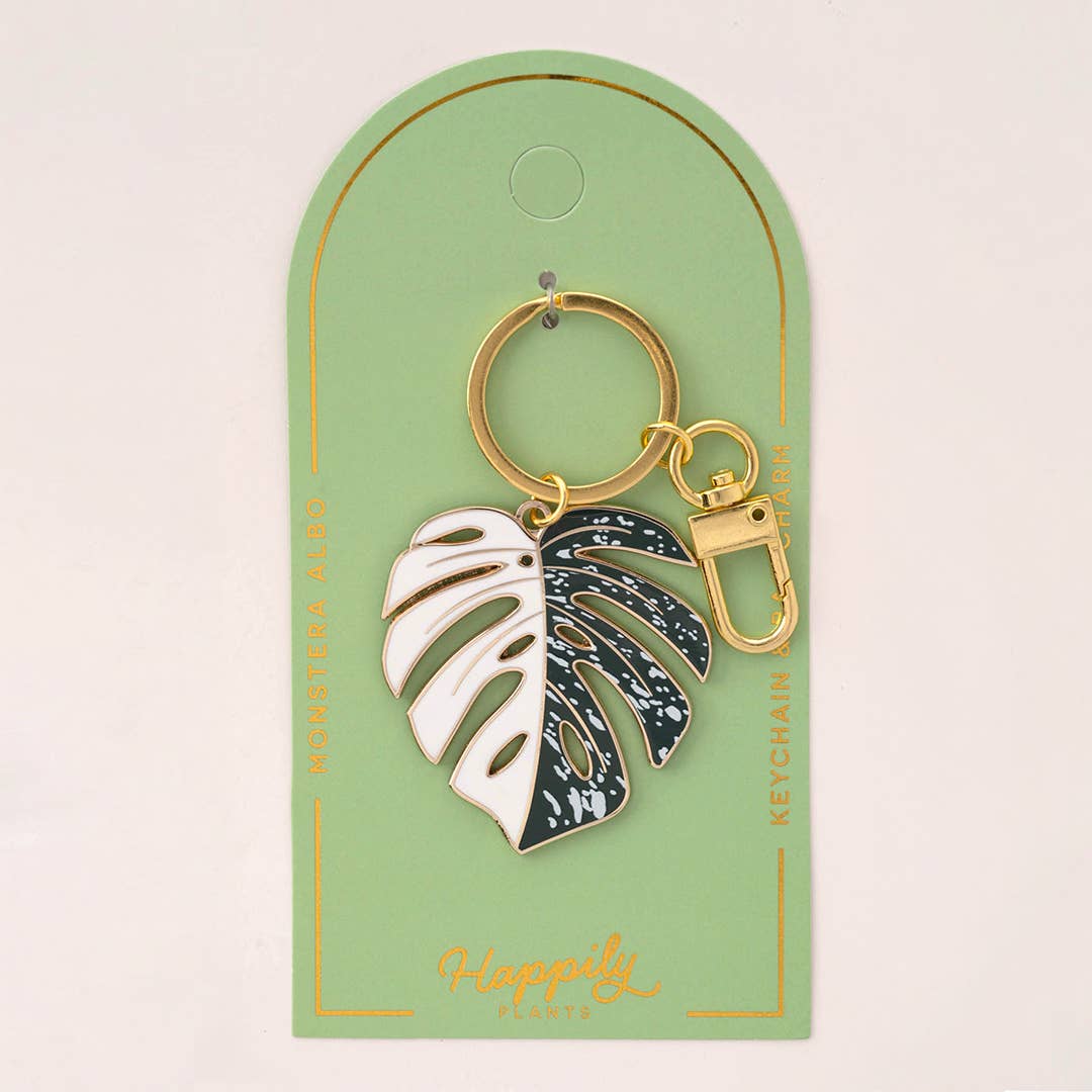 Monstera Albo Keychain & Bag Charm, Plant Lover Gift