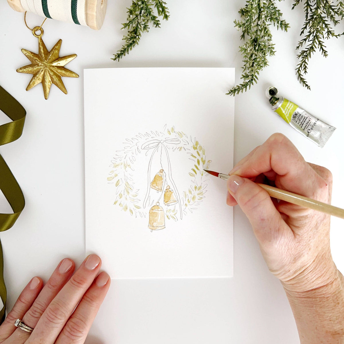 Wreaths paintable watercolor notecard set