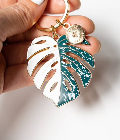 Monstera Albo Keychain & Bag Charm, Plant Lover Gift