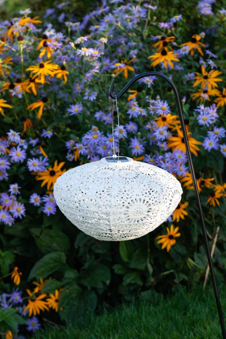 Stella Crown Chantilly Lace Solar Lantern - Porcelain