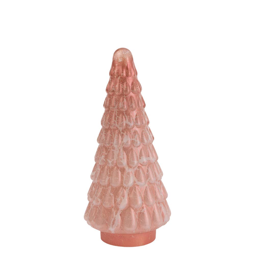 10" Tall Cool Coral Glass Tree Christmas