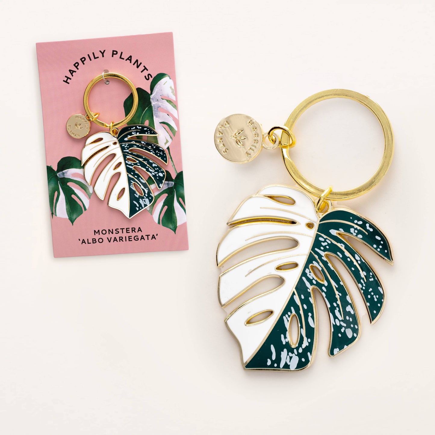 Monstera Albo Keychain & Bag Charm, Plant Lover Gift