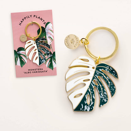 Monstera Albo Keychain & Bag Charm, Plant Lover Gift