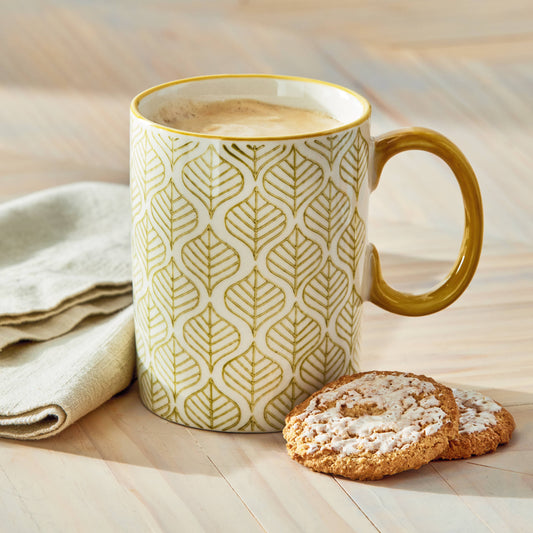 Stamped Leaf Mug Multi Stoneware Everyday