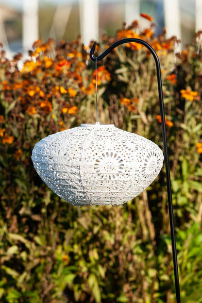 Stella Crown Chantilly Lace Solar Lantern - Porcelain