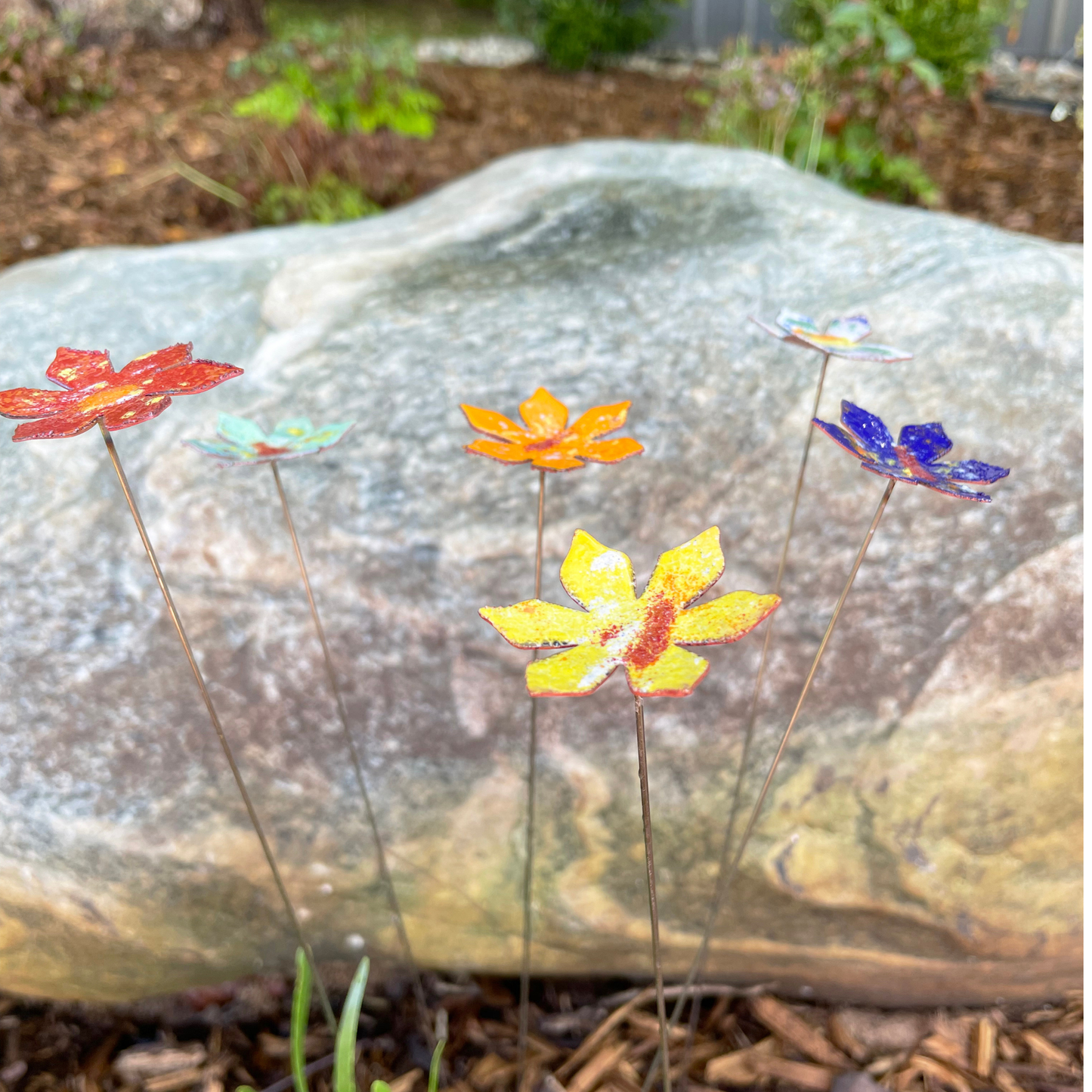 Medium Copper Enamel Flowers