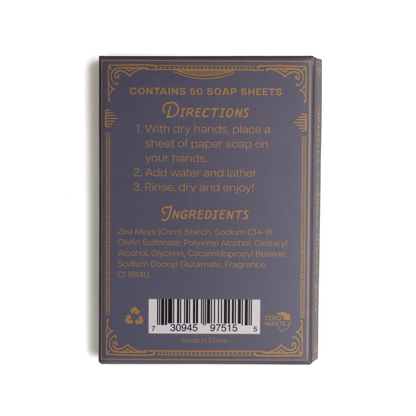 Paper Soap – Vanilla + Amber, 50 sheets