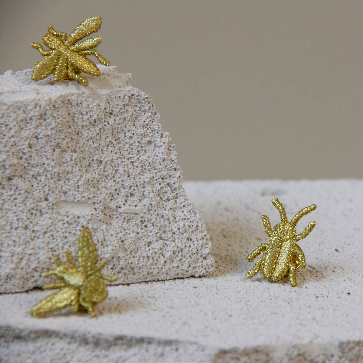 Golden Embroidered Brooches