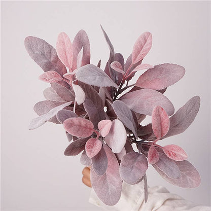 Flocked Lamb's Ear Faux Leaf Bush, DIY Craft Greenery, Pink