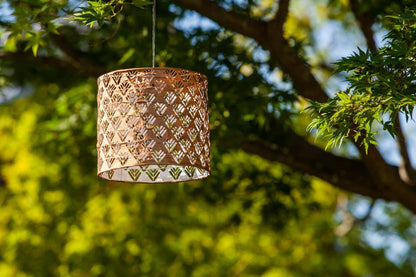 Stella Chevron Drum Solar Lantern - Copper