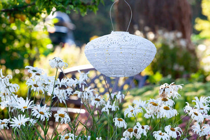Stella Crown Chantilly Lace Solar Lantern - Porcelain