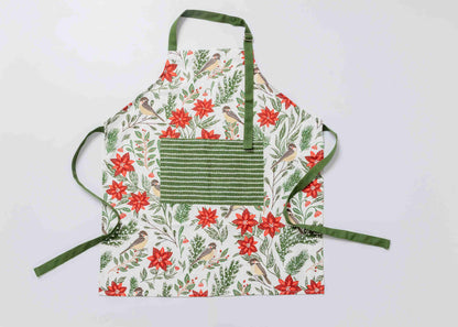 Poinsettias & Pines Apron - Holiday Cooking Apron