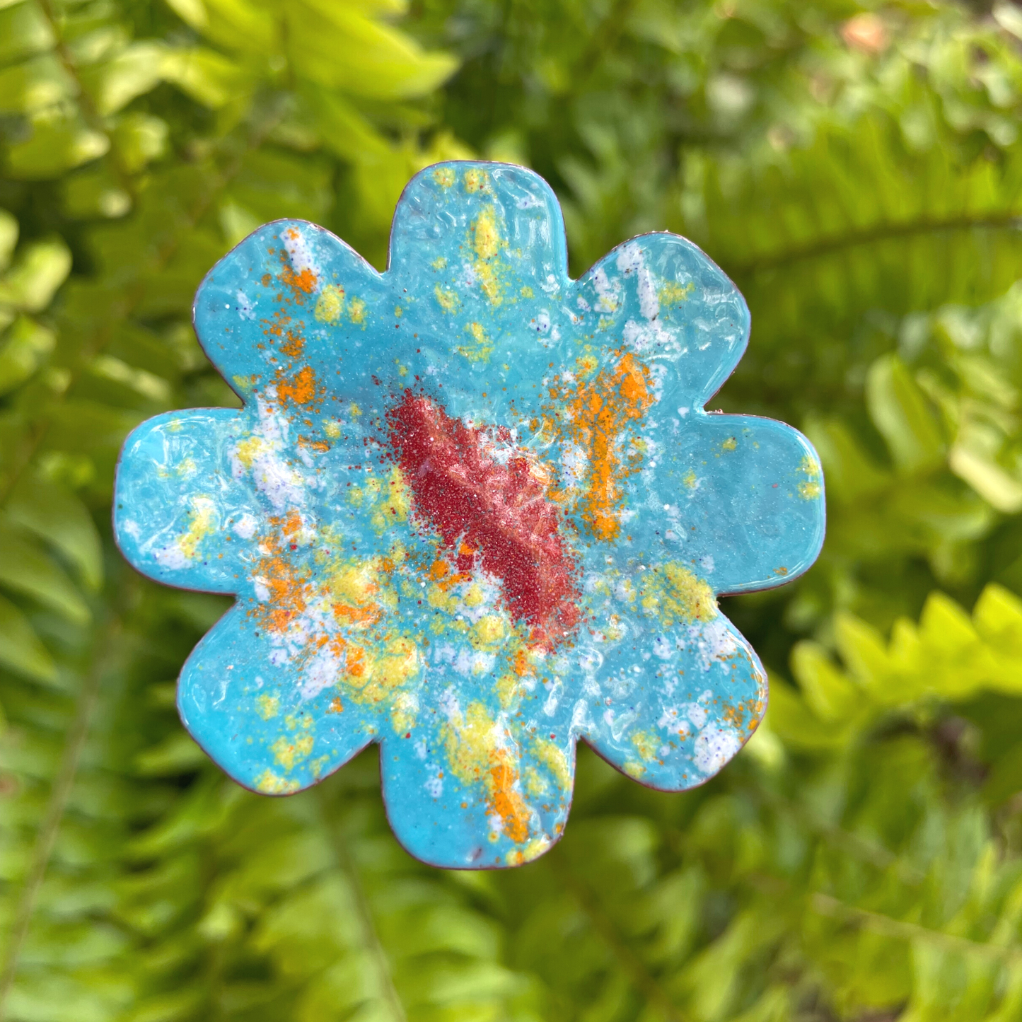 Large Copper Enamel Flowers
