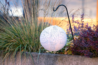 Stella Monstera 12" Globe Solar Lantern - Porcelain