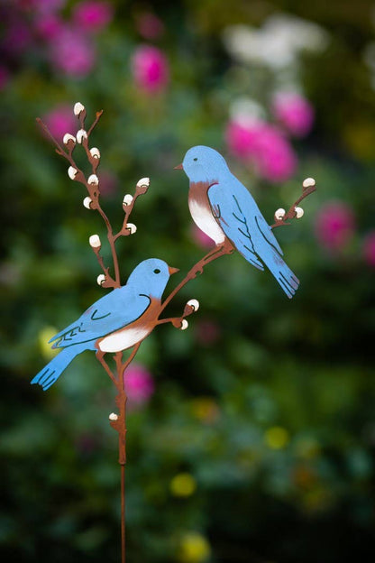 Bluebirds on Pussy Willow Pick -Painted