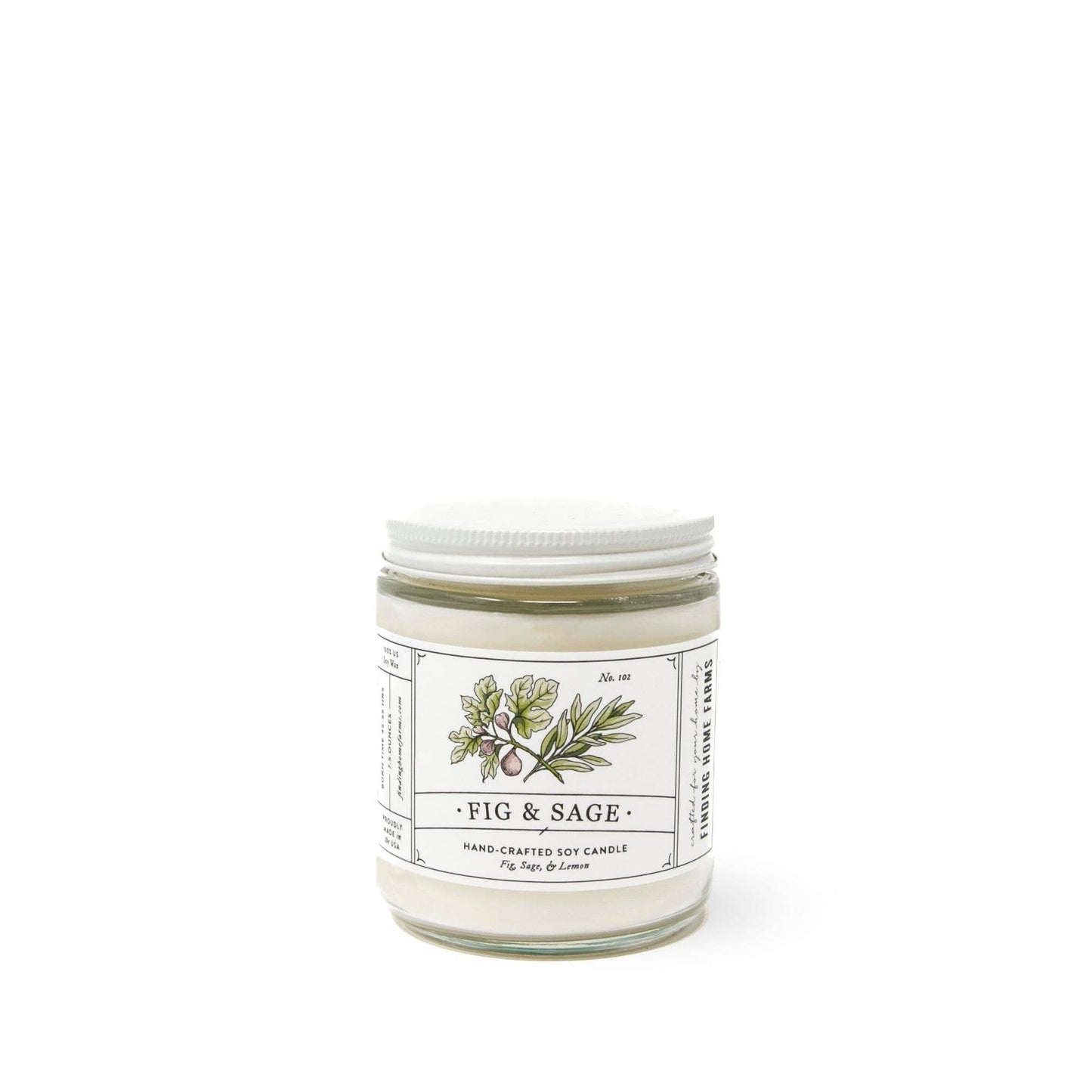 Soy Candle, Fig & Sage, Herbal Scent, Year Round Scent