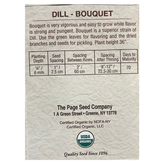 Organic Dill (Bouquet) - Herb Seeds