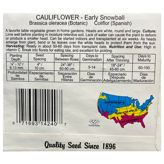 Cauliflower, Early Snowball Seeds