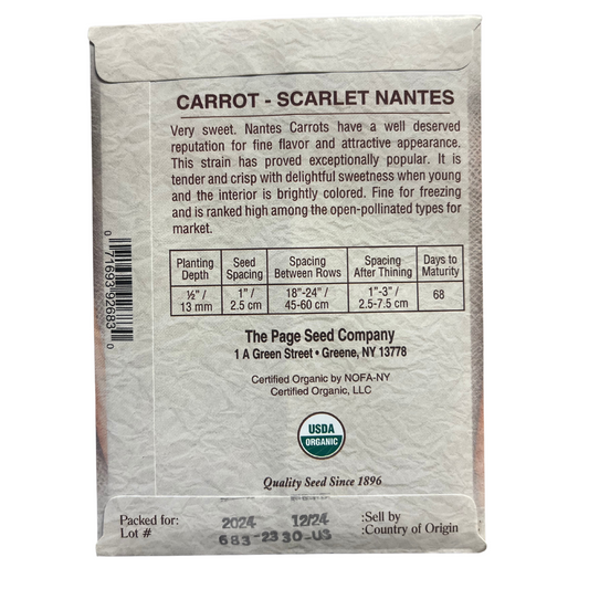 Organic Carrot - Scarlet Nantes Seeds