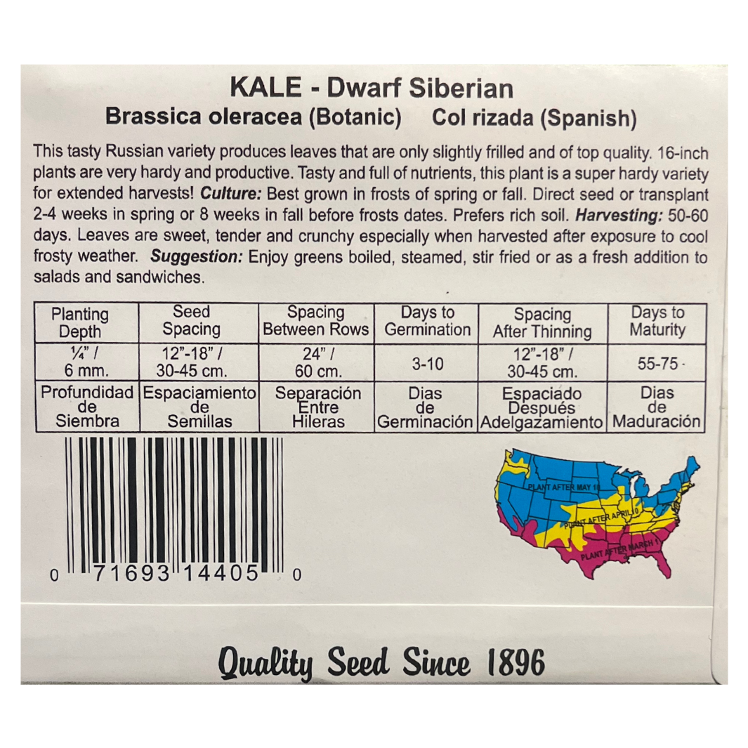 Kale - Dwarf Siberian Seeds