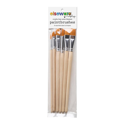 Paintbrush Set - Nylon Filament in Clear Bag - 8 Assorted
