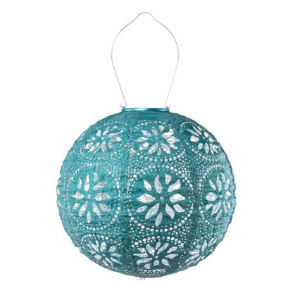 Stella Boho 12" Globe Solar Lantern - Mineral Grn