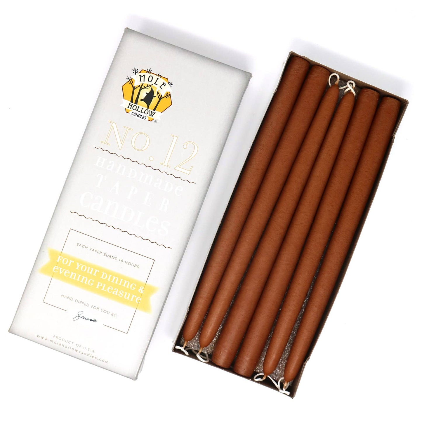 12" Hand Dipped Unscented Taper Candles - 39 Colors USA Made