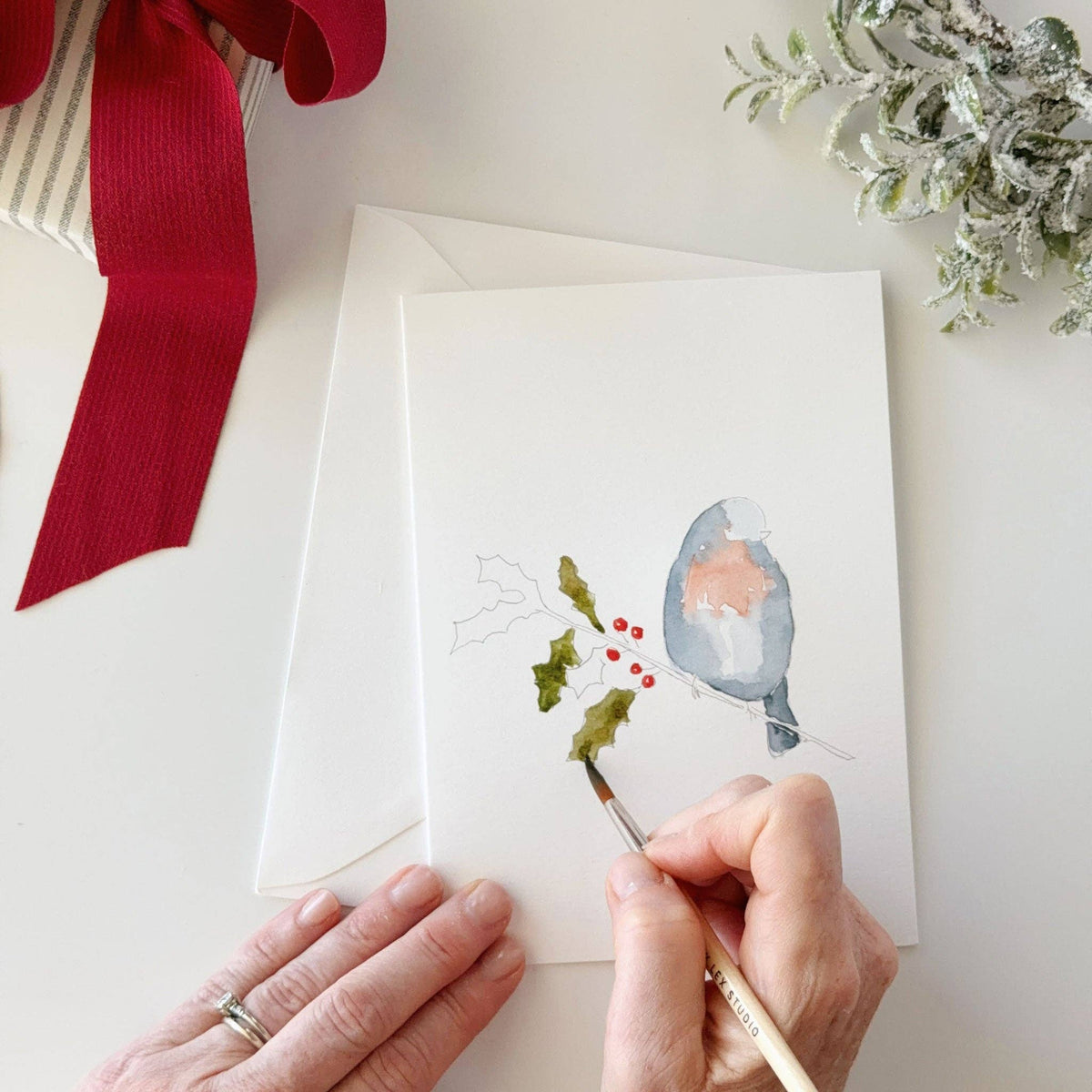 Festive friends paintable notecard
