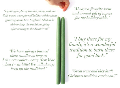 10" Bayberry Scented Taper Candles with Bayberry Legend