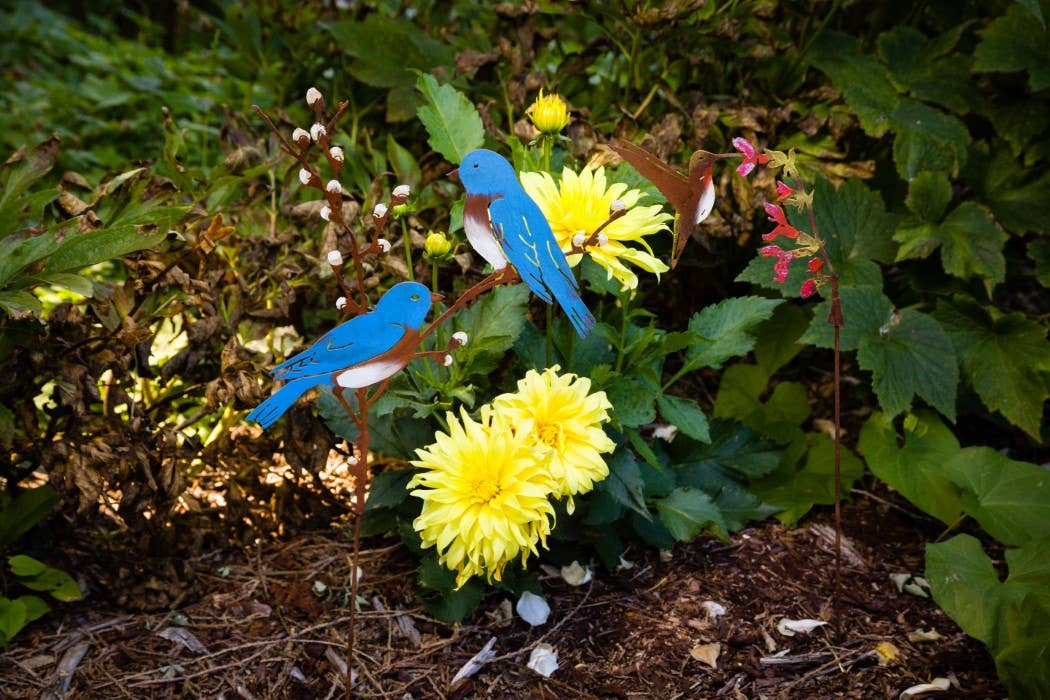 Bluebirds on Pussy Willow Pick -Painted