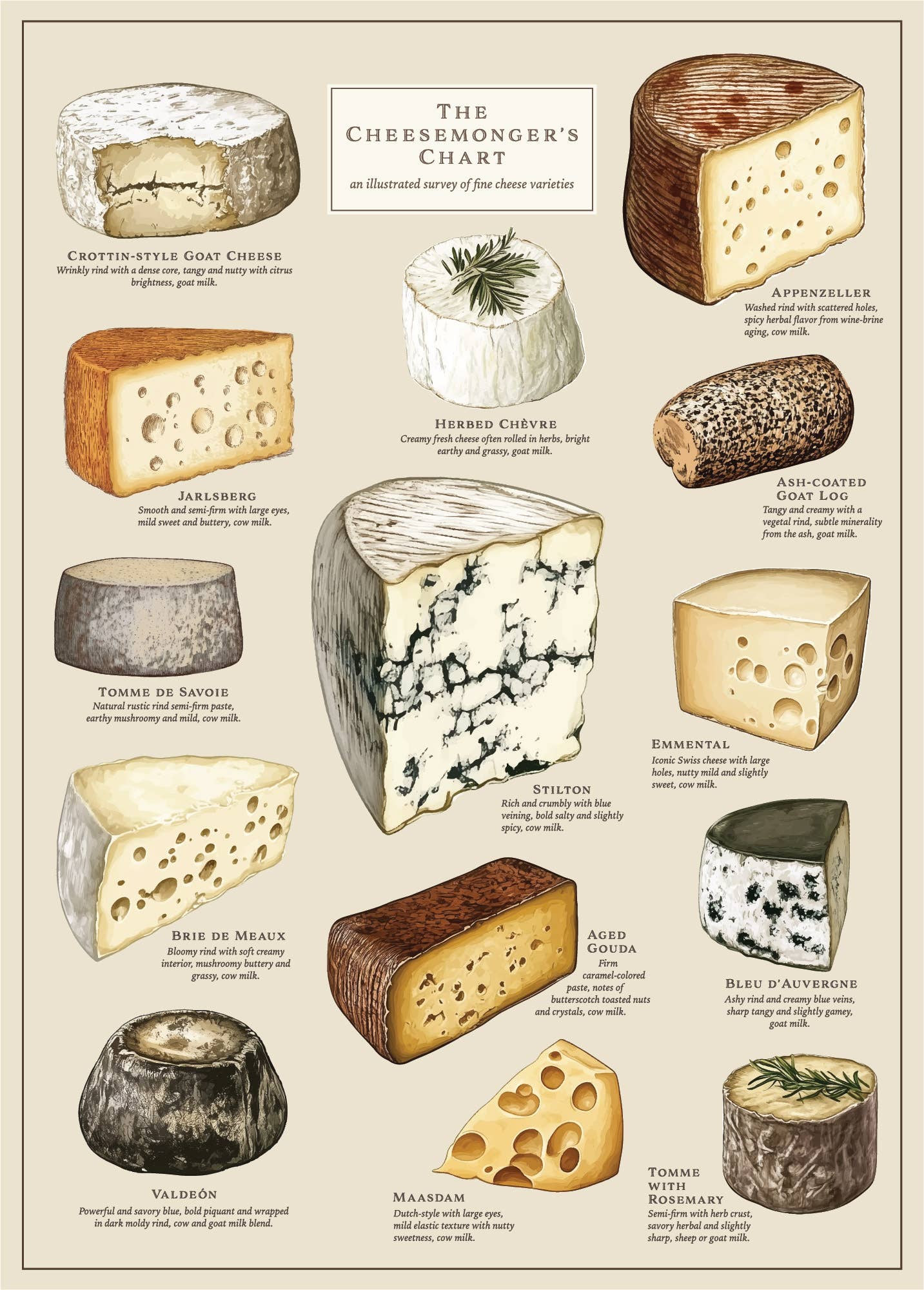 Vintage Posters Wrapping Paper - Cheese Chart