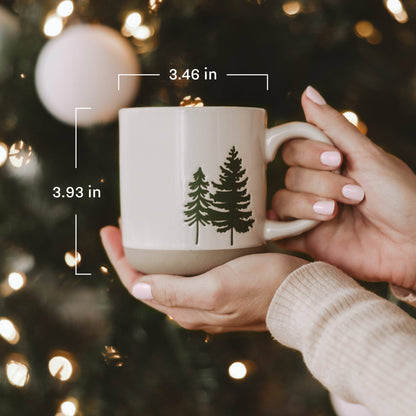 Green Trees Stoneware Coffee Mug - Home Decor